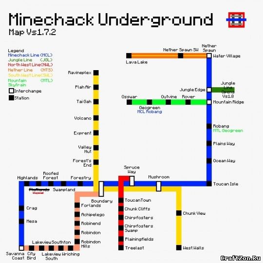 Карта московского метро в майнкрафте